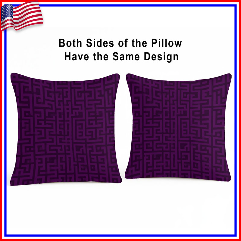 Purple Maze Pattern Double Sided Throw Pillows, 16 x 16 inches