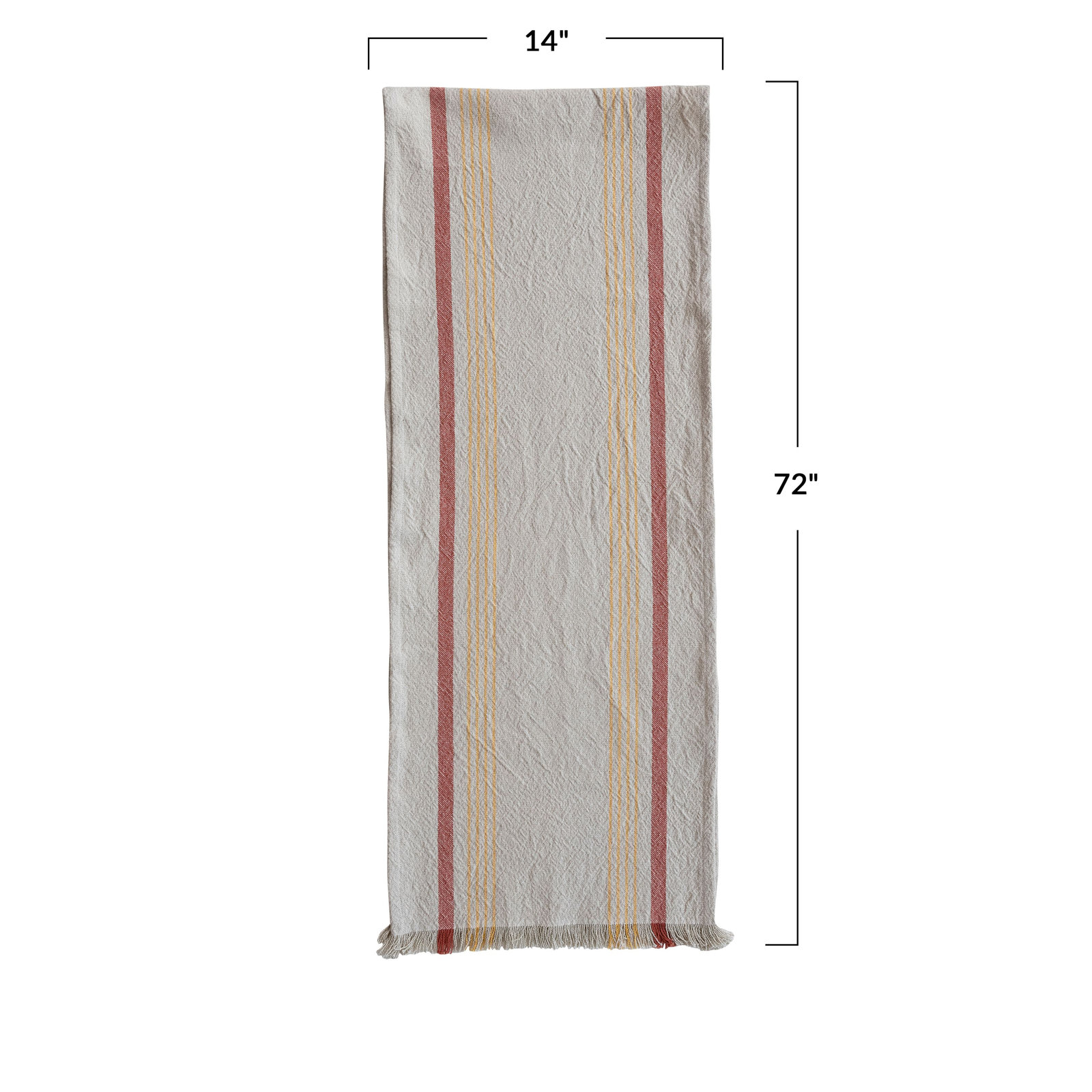 Artisan Woven Cotton Striped Table Runner with Fringe