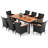 9 Pcs Patio Dining Set For 8 Large Conversation Set W/ Umbrella Hole Seat Cushion