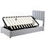 Lit plateforme simple tapissier simple avec option de rangement pratique, rangement hydraulique spacieux et moderne gris