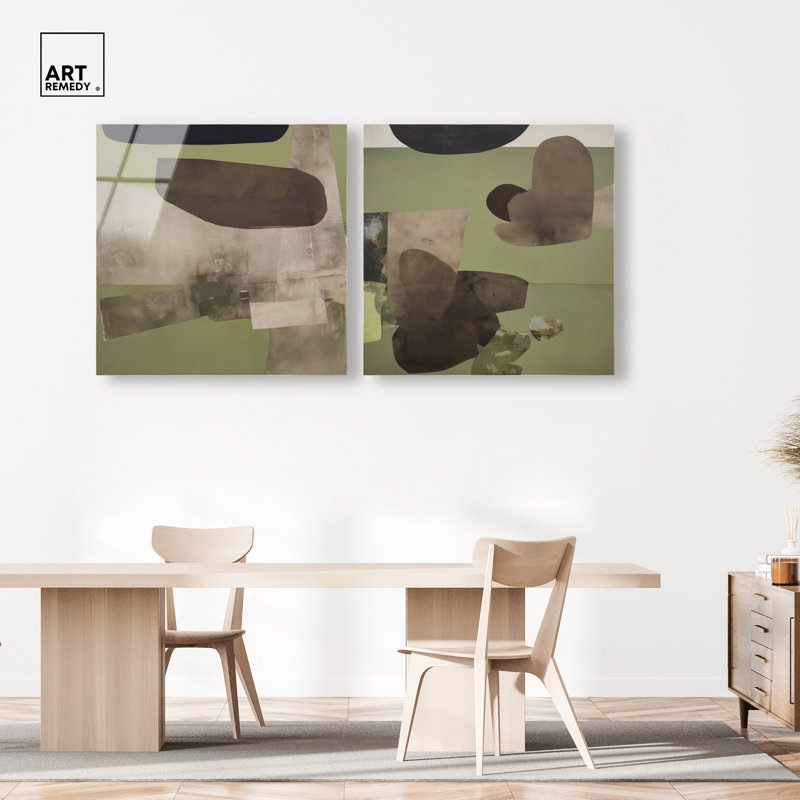 Ensemble d'art mural de salon Olive Fields, 40"H x 40"W, High-Gloss Acrylic Print