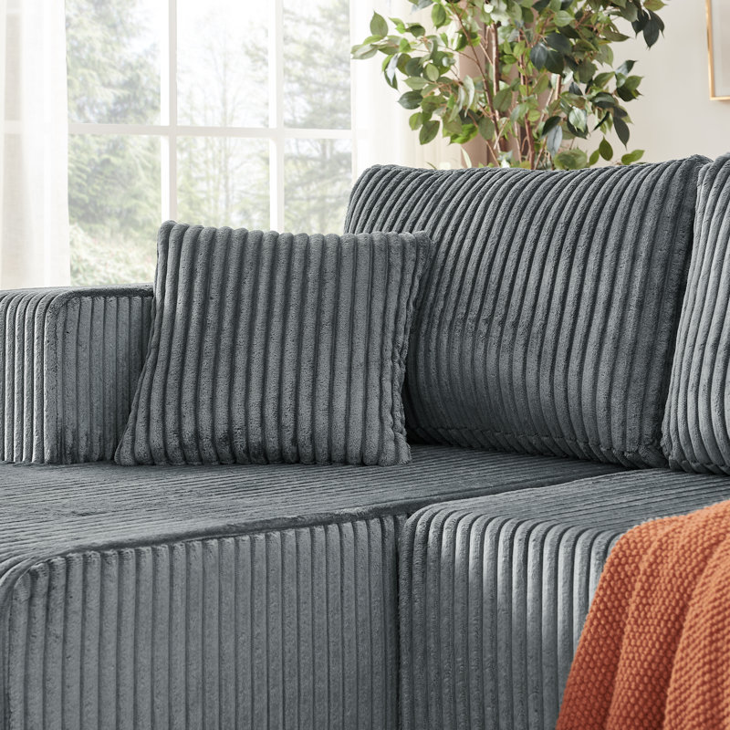 Canapé modulaire en forme de U de 132 po, canapé modulaire compressible sans assemblage, Dark Grey Corduroy