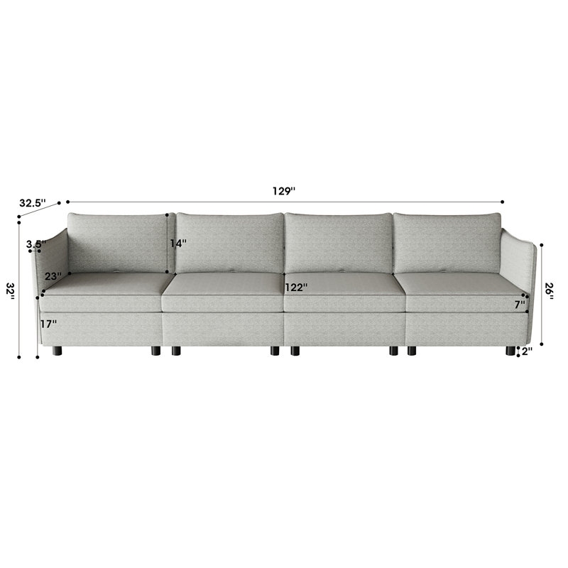 Canapé modulaire 4 pièces Bryoni, Mélange de polyester gris