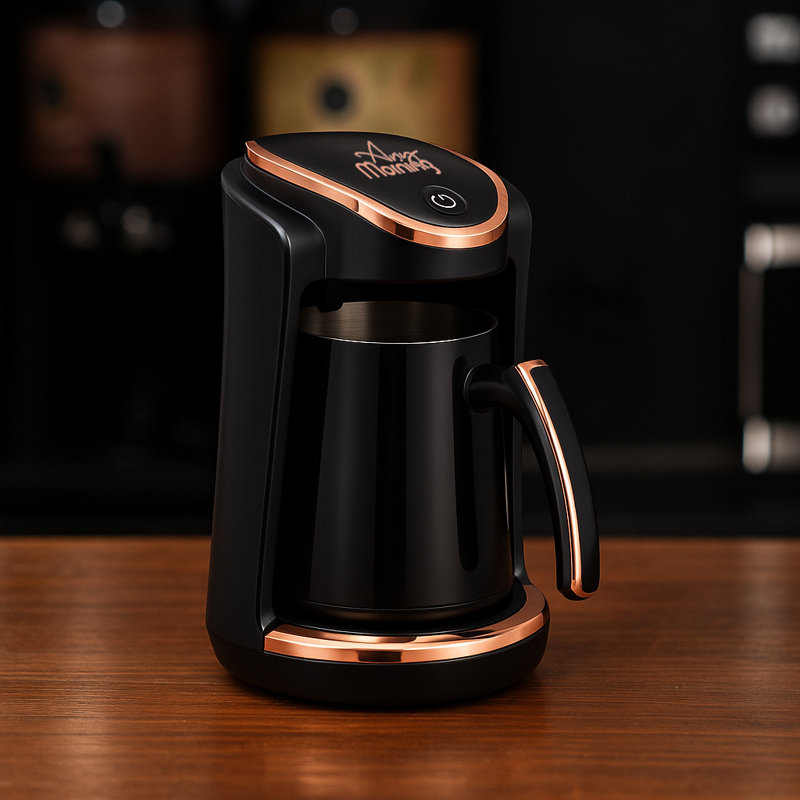 Machine à café turque / grecque / arabe à tasse automatique en acier inoxydable 1-4 tasses, noir