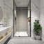 Porte de douche pivotante l 44-48 "x H 74", ouverte à l'extérieur, arrêt à 105 degrés, avec finition en verre trempé noir mat 5/16 "