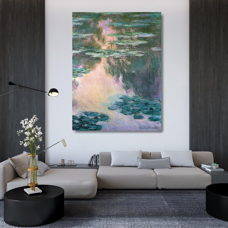 «Red Barrel Studio® Monet», galerie d'art sur toile tendue par Claude, «Water, lily pond 1907», H 47 po x l 36 po