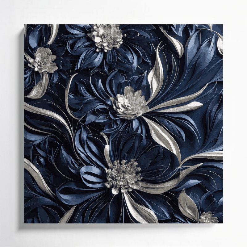 Abstract Florals Grey Canvas Wall Art, 16" H x 16" W