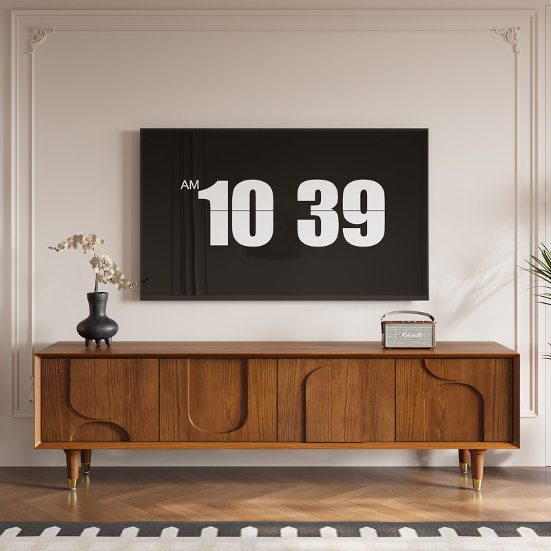 Meuble télé 71 po pour téléviseur 80 po Mid-Century, Brun