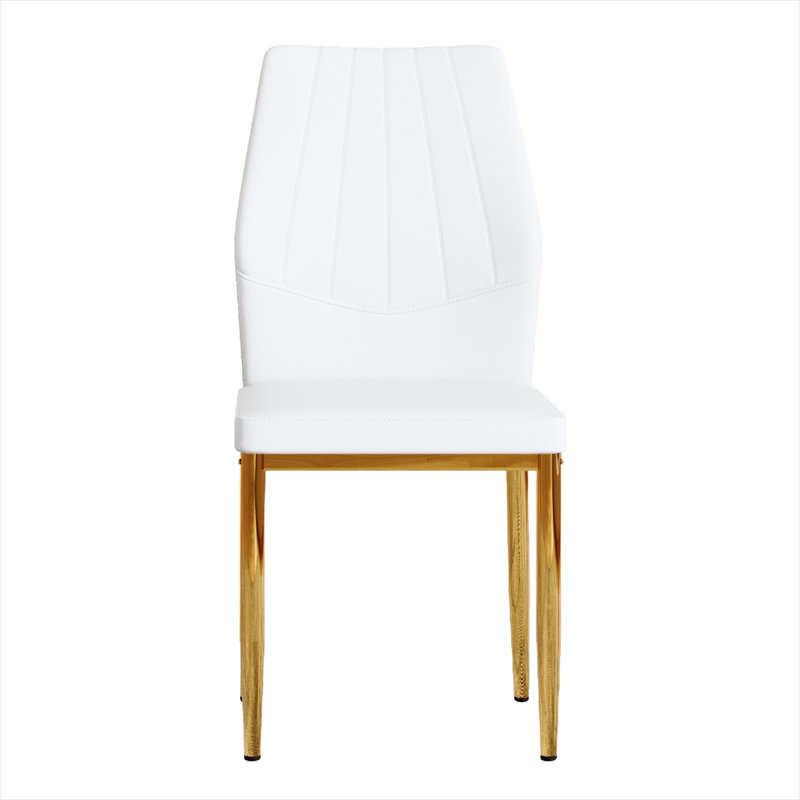 Chaises de salle à manger modernes modernes dorées et blanches, Pu ergonomique, ensemble de 6 élégances pour la maison