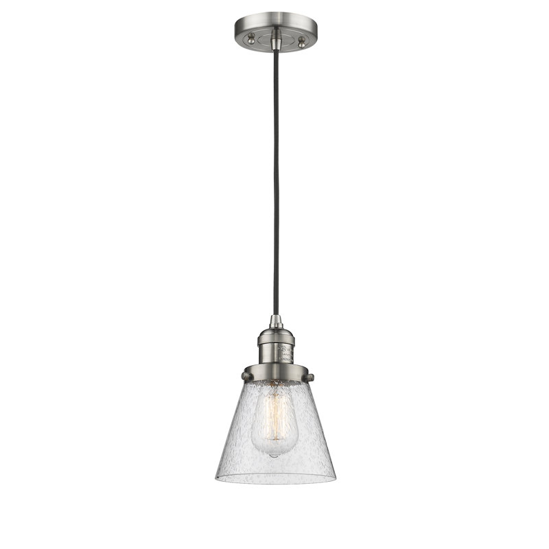 Luminaire suspendu conique à 1 lumière Seaham, Nickel satiné brossé