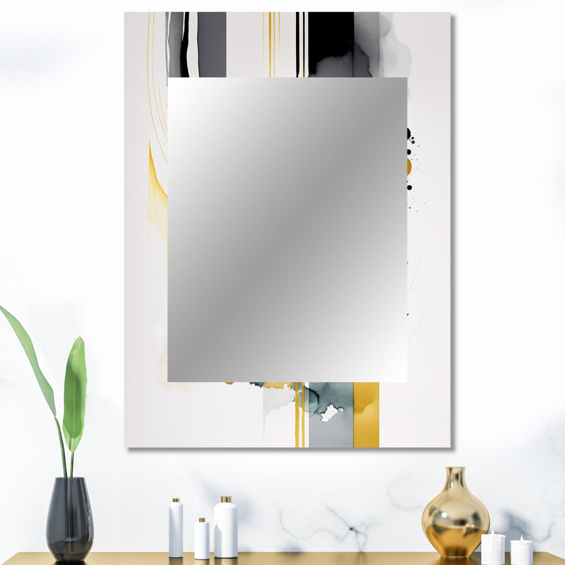 Abstrait transitionnel formes I - miroir mural formes abstraites, miroir décoratif blanc, art imprimé en métal, 40 po x 30 po