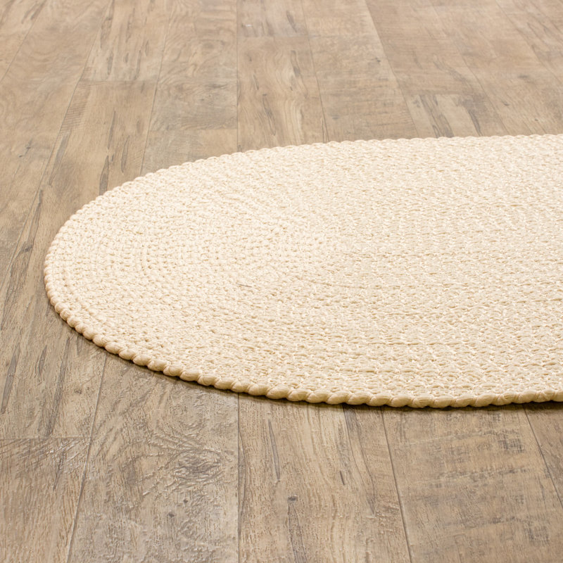 Solid Braided Farmhouse Performance Area Rug, Rectangle 2' x 4'