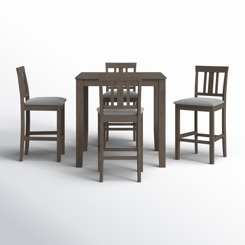 Ance 4-Person 5-Piece Solid Wood Dining Set, Taupe