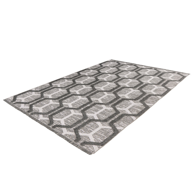 Nomad Geometric Area Rug, Rectangle 120 x 170cm, Grey/Brown/Blue