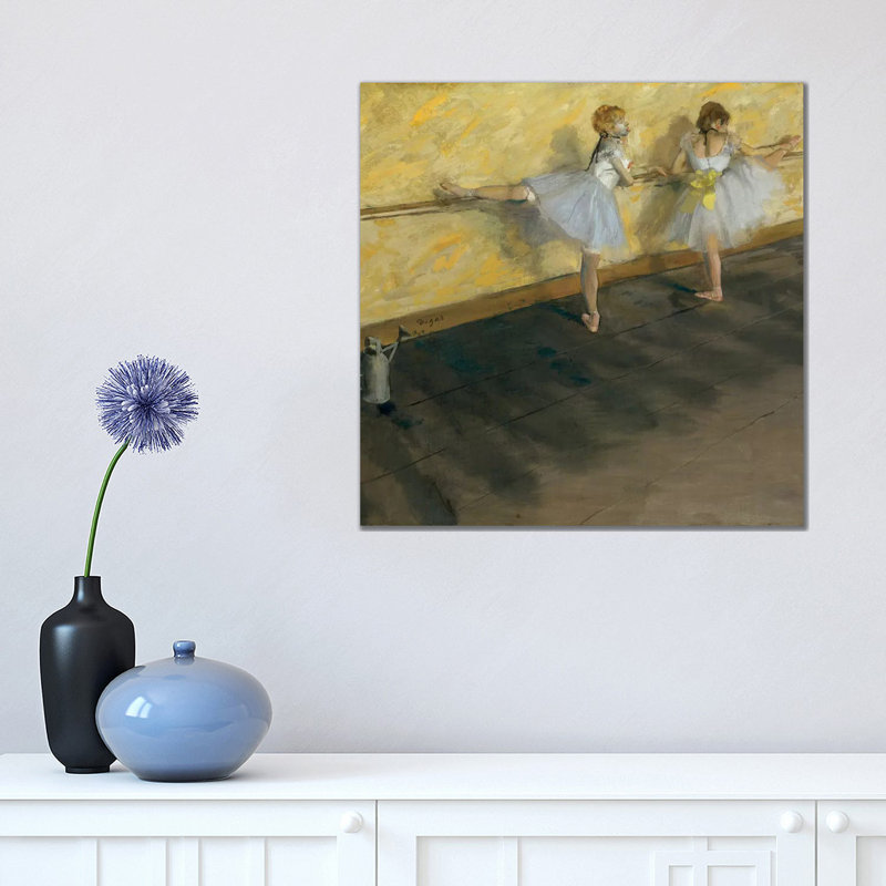 Dancers Practising At The Barre by Edgar Degas - Wrapped Canvas Painting, 45.72cm H x 45.72cm W x 1.91cm D