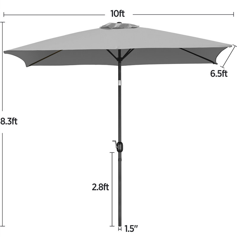 Parasol d'extérieur rectangulaire Glidewell, H 99,6 po x l 120 po x P 78 po, Gris