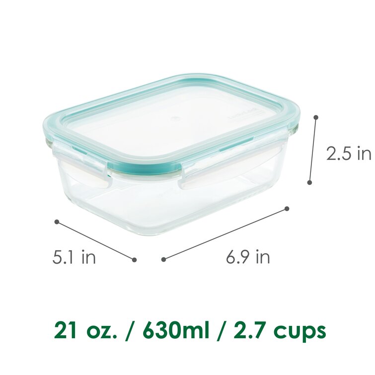  LOCK & LOCK Purely Better Glass Food Storage Container with  Lid, 21 Ounce, Clear : Everything Else