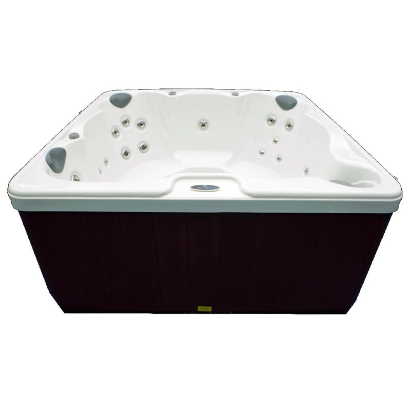 Sterling White Acrylic 6-Person Square Hot Tub with Stainless Jets
