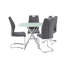 Table de salle à manger carrée pour petites cuisines, plateau en verre trempé givré avec pieds classiques en acier inoxydable argenté, 35,5 po, sièges 4