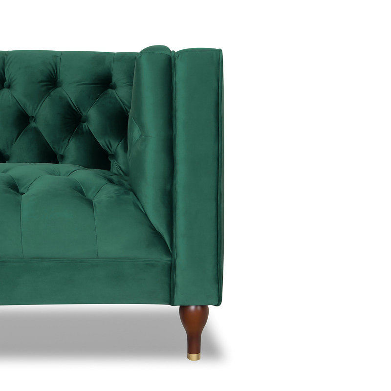 Brette Velvet Armchair, Green Velvet,  29" H x 42" W x 33" D