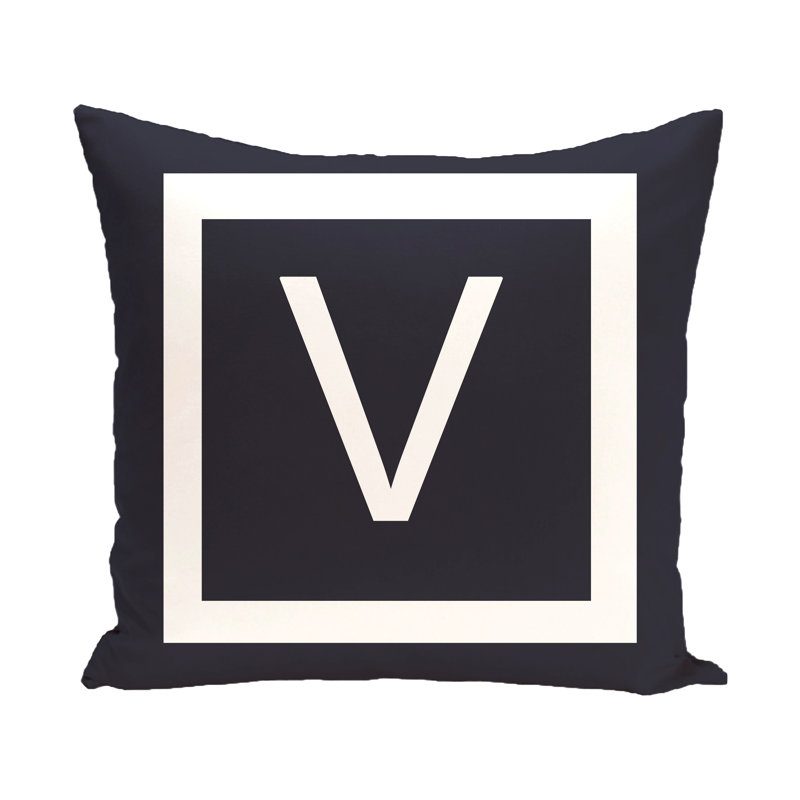 Reversible Throw Pillow, 20" H x 20" W x 2" D, Navy Blue / White, V