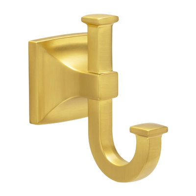 Studio Collection Robe Hook - 3-3/8" x 2" Brushed Golden Brass - Transitional Bathroom Hook for Towels & Robes