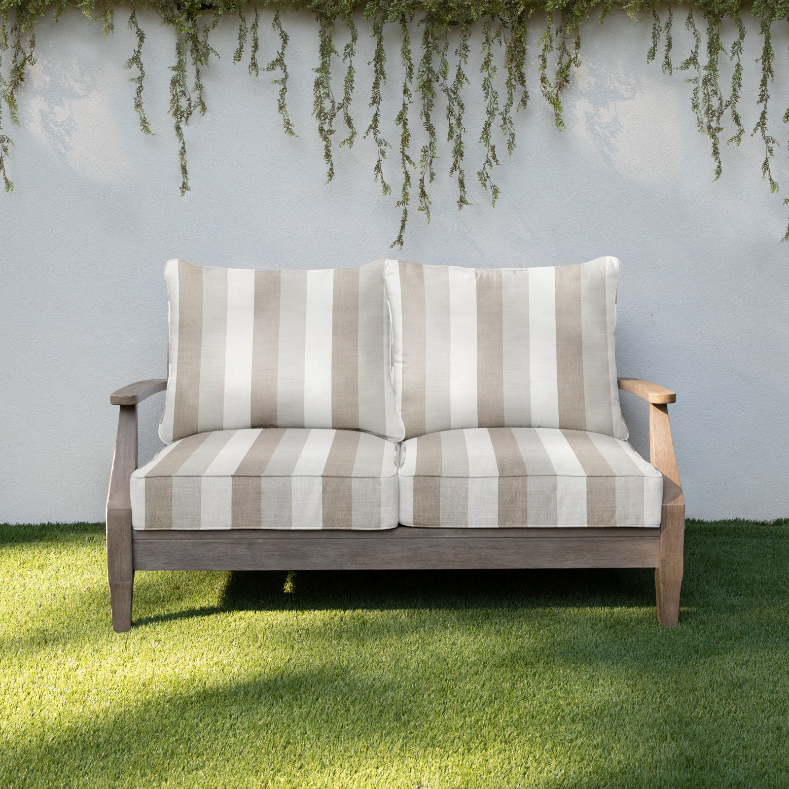 Sunbrella® Seat and Back Cushion, Direction Linen Stripe Sunbrella®, 25" W x 25" D