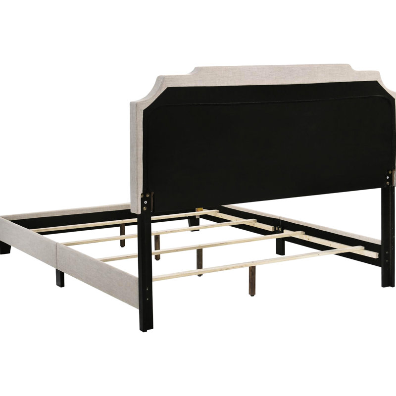 Comfortable Beige Full Size Bedroom Bed - Provides A Restful Space Transitional Furniture Complements Interior Design