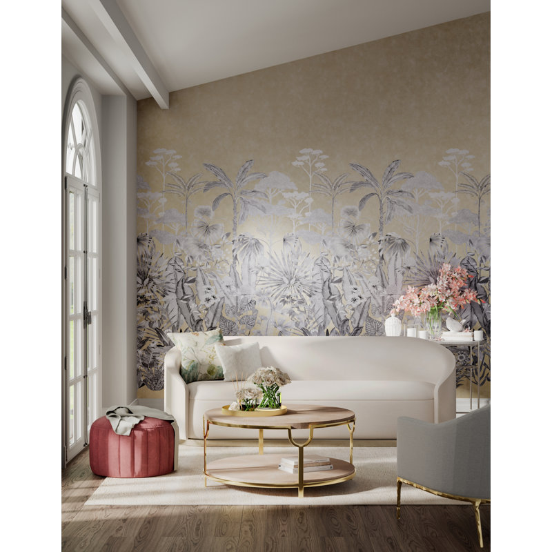 Floreana Wallpaper, Gilt/Black Earth/ Tranquility