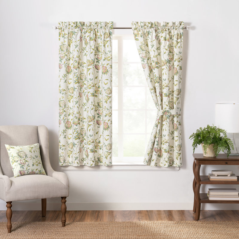 Panneau de rideau semi-diaphane avec passe-tringle Erie, Vert, L 41 po x L 63 po
