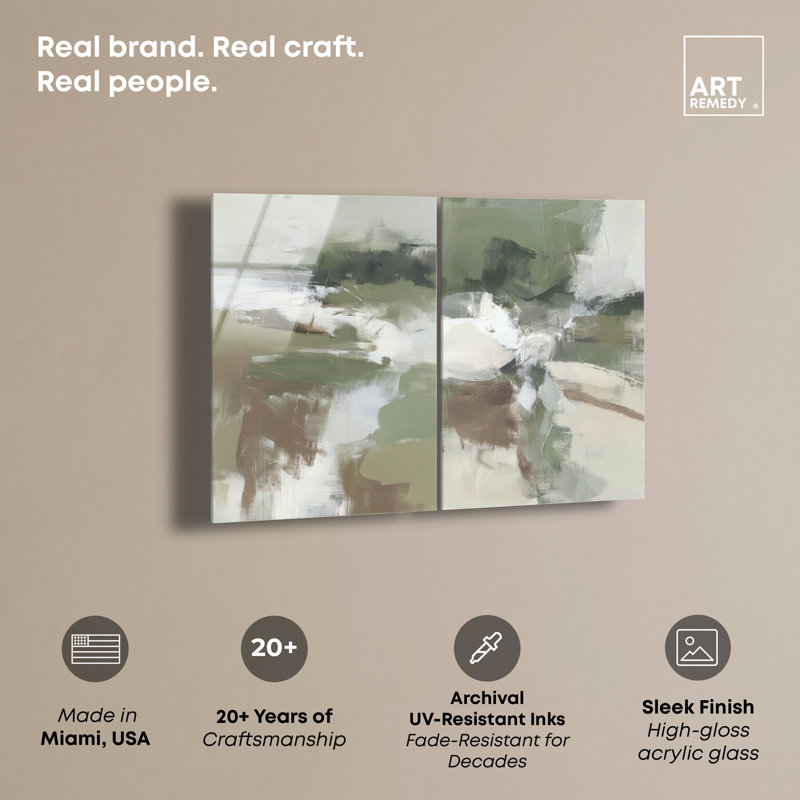 Ensemble de décorations murales sauge Faded Green Duo par Art Remedy, prêt à accrocher, 24 x 36, H 36 po x l 24 po