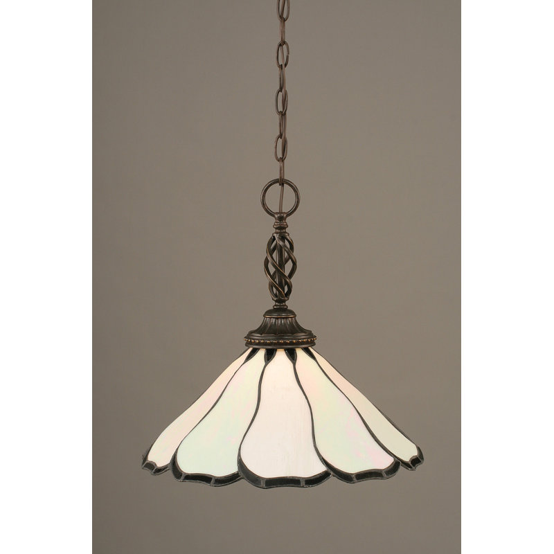 Luminaire suspendu suspendu Elegant présenté en finition granit foncé avec verre d'art noir 16 po, Perle