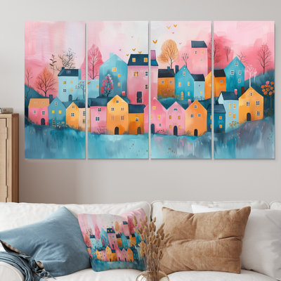 Scandinavian Nordic Style Homes In The City I - ensemble d'art sur toile scandinave