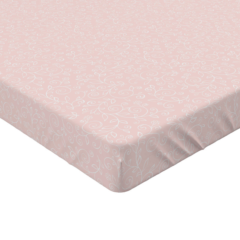 Drap-housse Ambesonne, Rosé, blanc / floral, Drap-housse de taille très grand