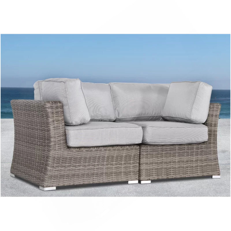 Elegant Fully Assembled 66'' Wide Outdoor Wicker Loveseat With Plush Cushions – Perfect For Cozy Gatherings