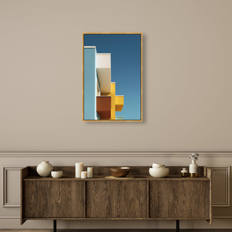 Orthogonal Sky View Architecture Canvas Print by Oliver Gal, Black Frame, 10 x 15, 25"H x 37"W, Gold Floater Frame