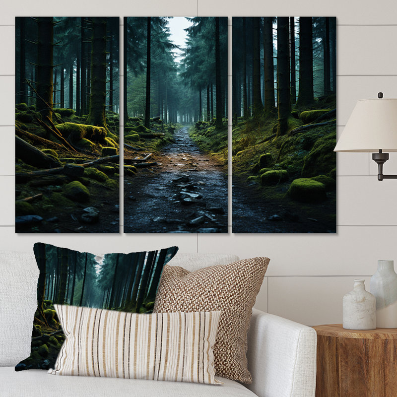 Emerald Path To The Forest, reproduction sur toile 3 pièces, H 32 po x l 48 po x P 1 po