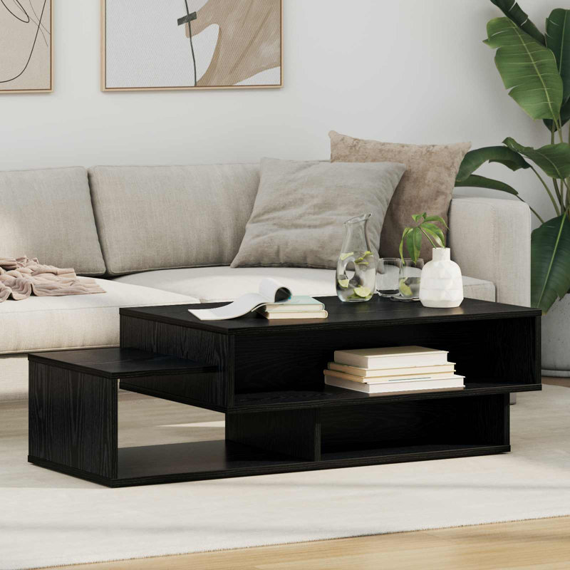 Coffee Table with Storage, Black Oak