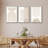 Mid Century Modern Boho "Duotone Beige Abstract Lines Artwork, Simple Neutral Minimalist Wall Pictures, Large Framed Canvas Giclee Print 3 Pieces Wall Art" 16"x24"x3 pcs, 24"x36"x3 pcs-119460496-73227861
