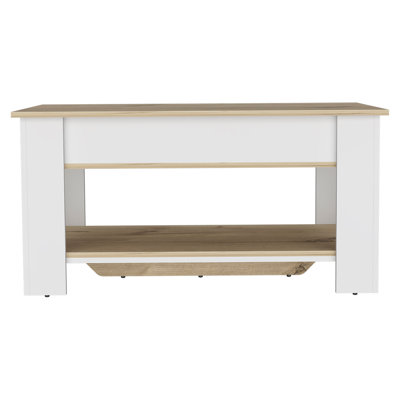 1-Shelf Lid Top Storage Table Light Oak