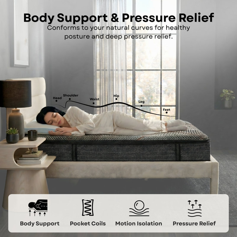 Sterling 13" Gel Memory Foam Pillow Top Hybrid Mattress in a Box, Queen, Queen, 13"
