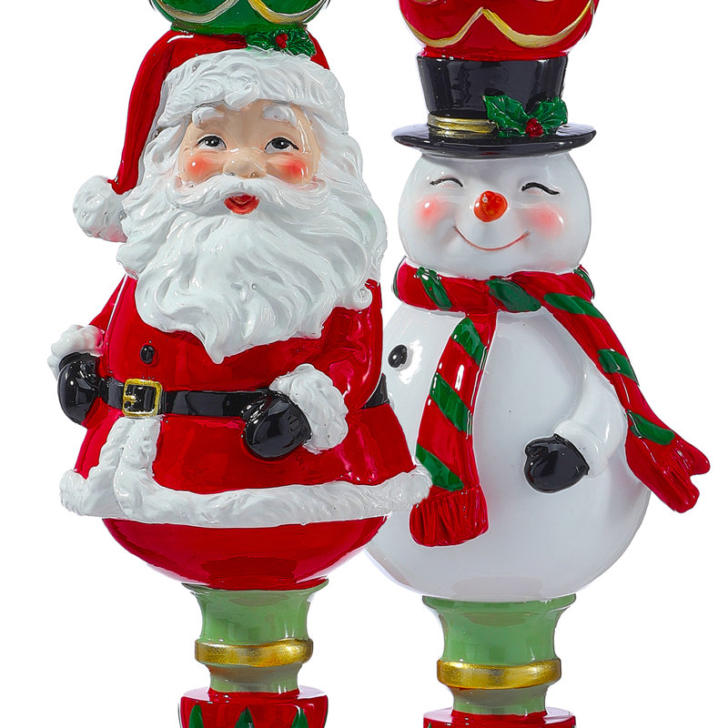 Fleuron 15 po en résine Père Noël et bonhomme de neige 