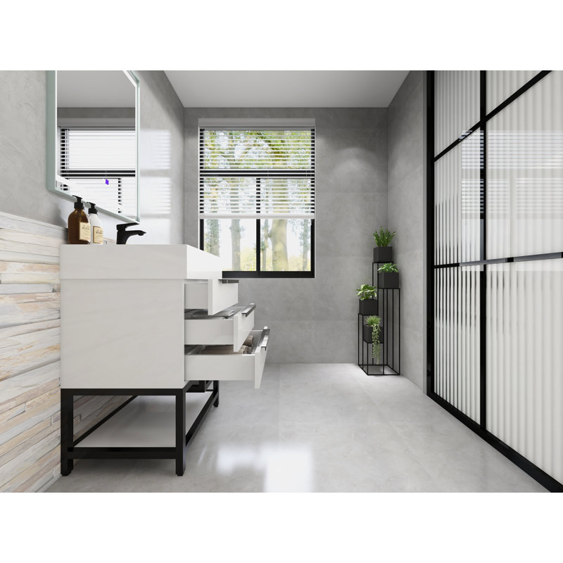 Jessica 23.5'' Single Bathroom Vanity with Stone Top, White