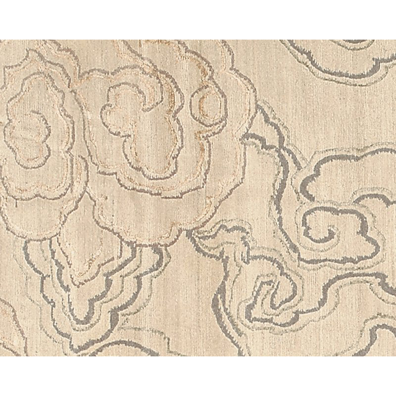 Cloud Floral Area Rug in Beige/Silver/White, Rectangle 6' x 9'