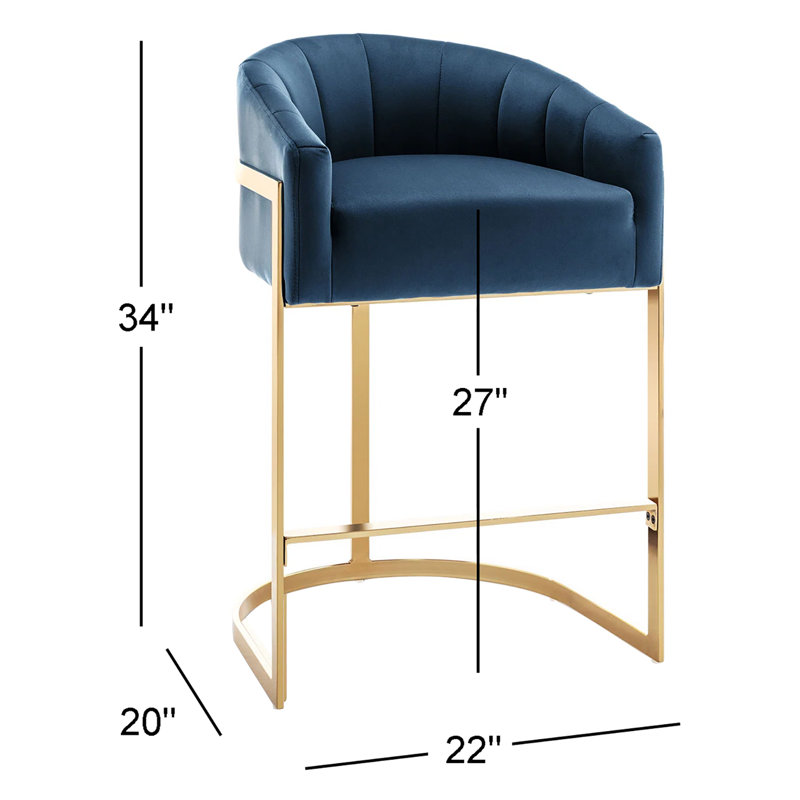 Johnnice 27" Metal Tufted Bar Stools (Set of 2)