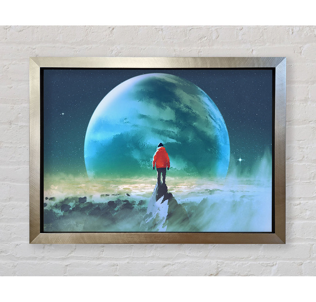 Gerahmtes Leinwandbild Staring At The Moon Watercolour