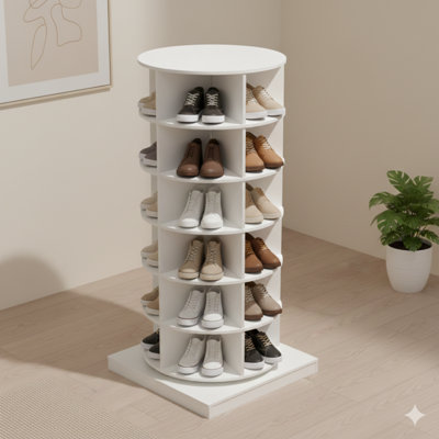 360-Degree Rotating Shoe Storage Carousel With Six Tiers
