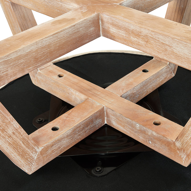 Siège pivotant bleu 360 °, tissu en lin doux, base en bois stable pour chaise de maison en lin, bleu, chambre à coucher avec cadre solide et bureau