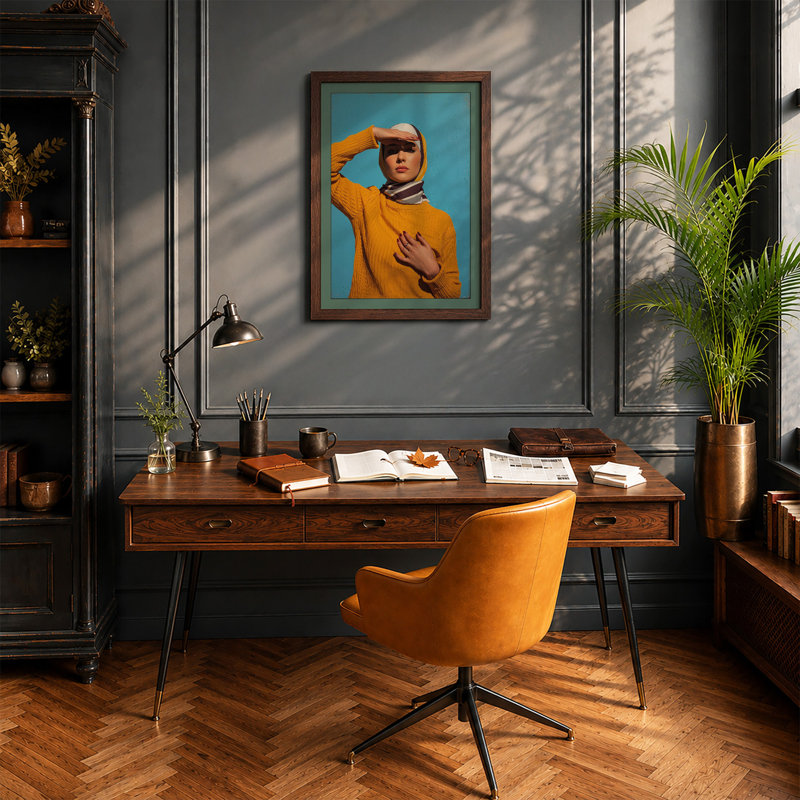 Contemplation In Gold Modern - Print, Oak, A4 - 29.7 x 21.0 cm