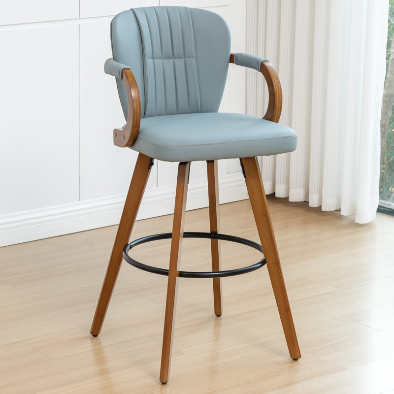 Modern Upholstered Leather Swivel 26 inch Bar Stools & Counter Stools, Counter Stool (26” Seat Height), Blue